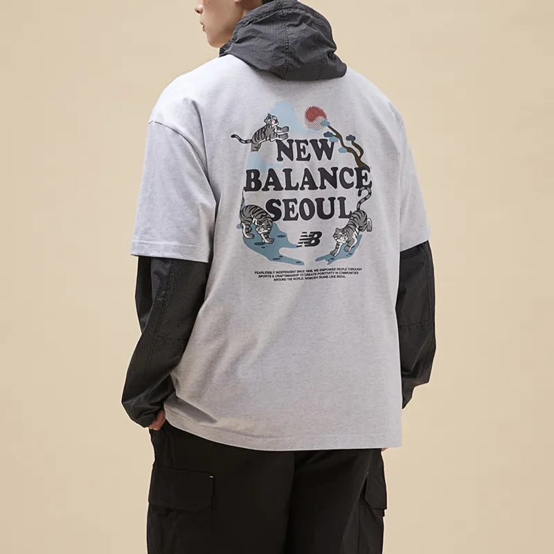 New Balance SEMI OVER FIT SEOUL T Shirt Unisex Light Gray-5