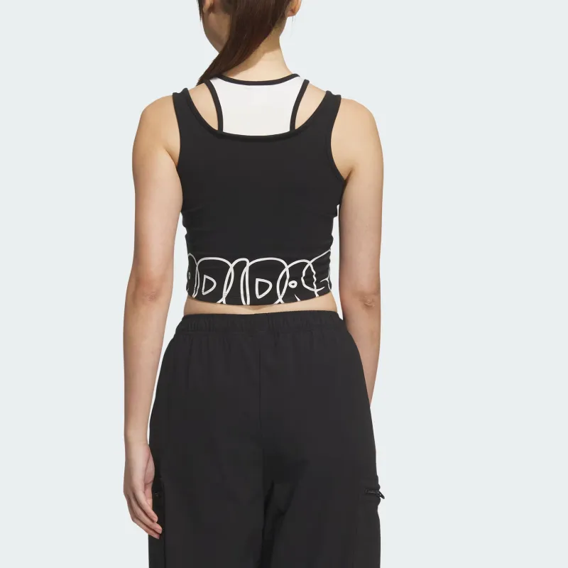 Adidas Originals CITY SKATETop TANK Sport Vests Women's Black/Pink/White-3
