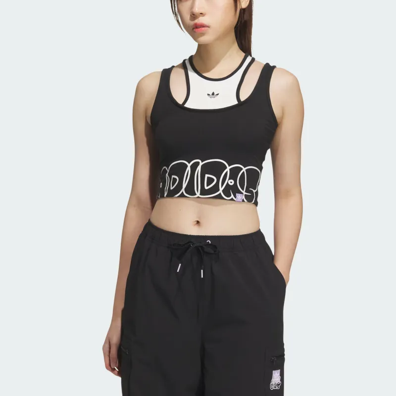 Adidas Originals CITY SKATETop TANK Sport Vests Women's Black/Pink/White-1