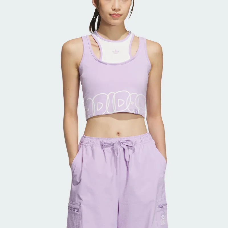 Adidas Originals CITY SKATETop TANK Sport Vests Women's Pink Purple/Pink White-1