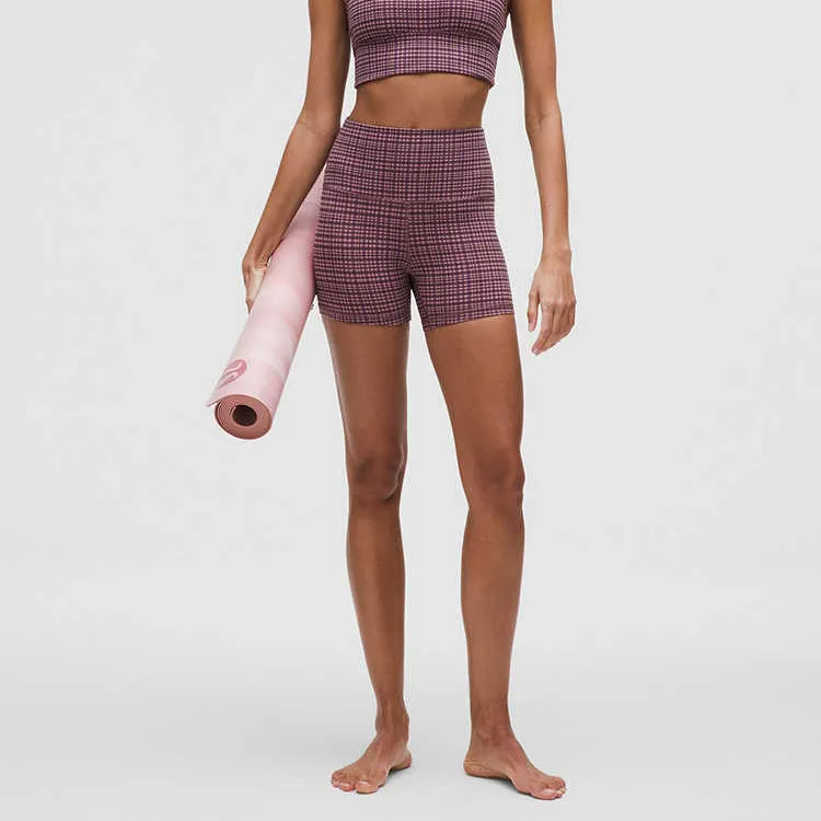 Lululemon Align™ Yoga Shorts 4' Women's Desert Rose Brown And Pink Mixed Color Light Sensation Plaid-2