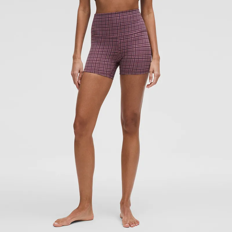 Lululemon Align™ Yoga Shorts 4' Women's Desert Rose Brown And Pink Mixed Color Light Sensation Plaid-1