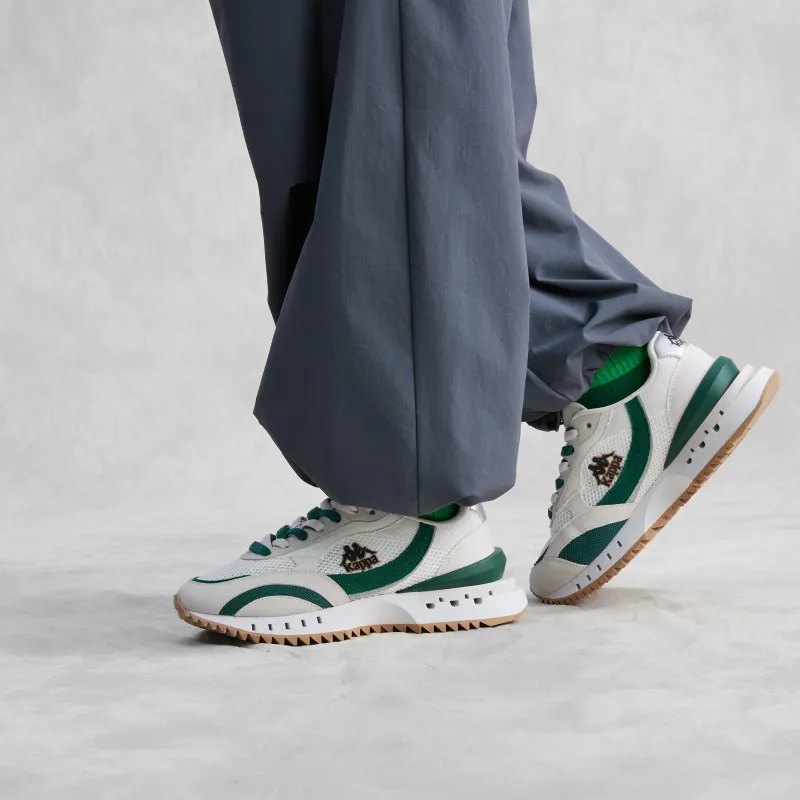 Kappa Cushioned Slip Resistant Low Top Casual Running Shoes Unisex White Green-3