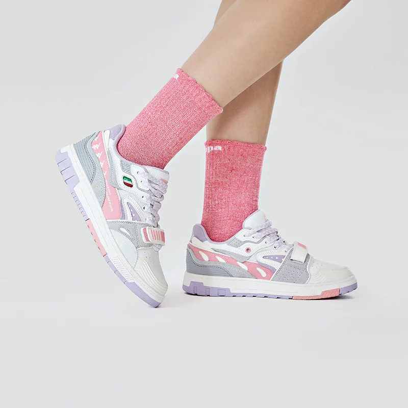 Kappa Slip Resistant, Abrasion Resistant, Lightweight Low Top Skateboard Shoes Women's White Pink-7