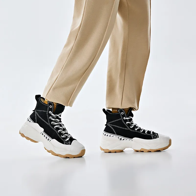 Kappa Wear Resistant High Top Casual Shoes Women's Black-3