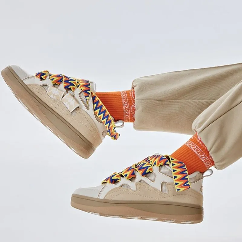 Kappa Slip Resistant Breathable Low Top Skateboard Shoes Unisex White Umber-6