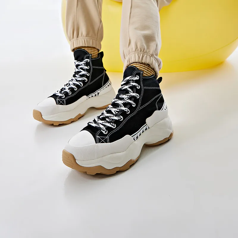 Kappa Wear Resistant High Top Casual Shoes Women's Black-7