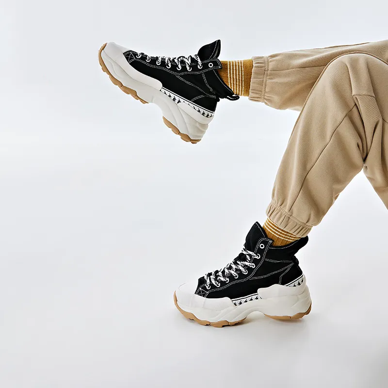 Kappa Wear Resistant High Top Casual Shoes Women's Black-6