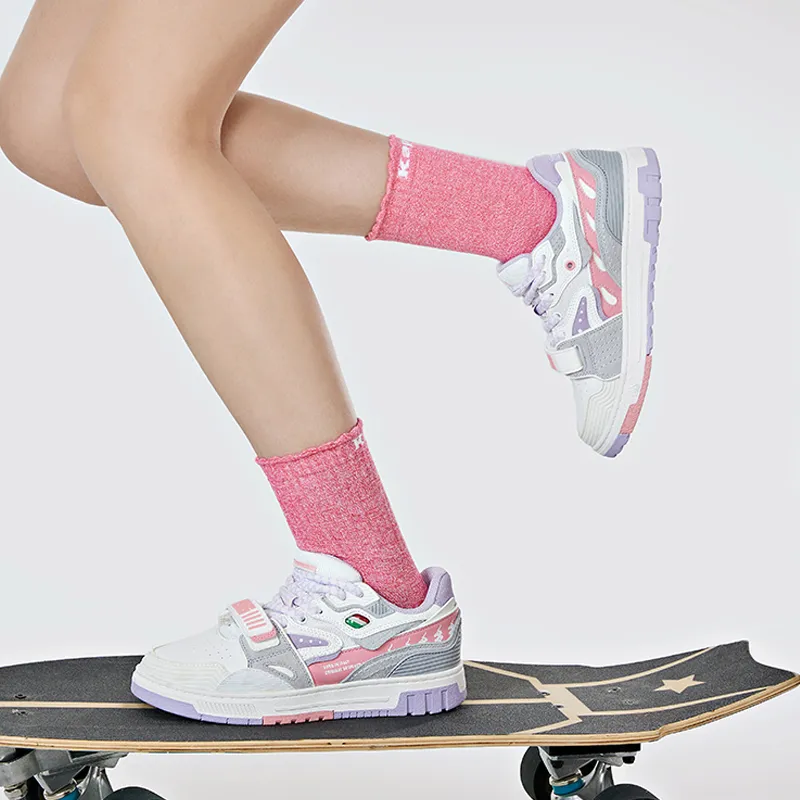 Kappa Slip Resistant, Abrasion Resistant, Lightweight Low Top Skateboard Shoes Women's White Pink-9