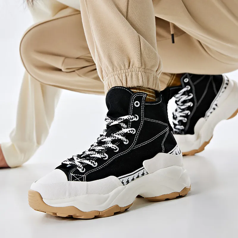 Kappa Wear Resistant High Top Casual Shoes Women's Black-5