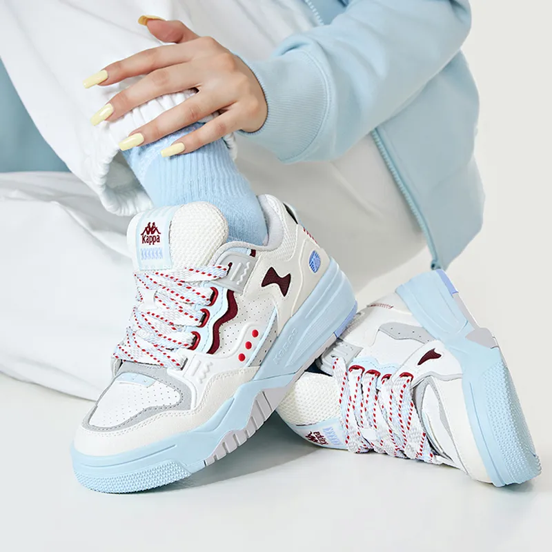 Kappa Anti Slip Wear Resistant Low Top Skateboard Shoes Women's White Blue-6