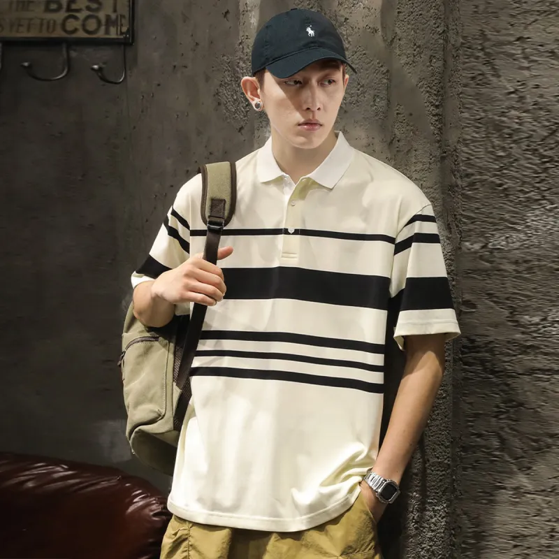Tonlion Polo Shirt Men's Beige Yellow-1