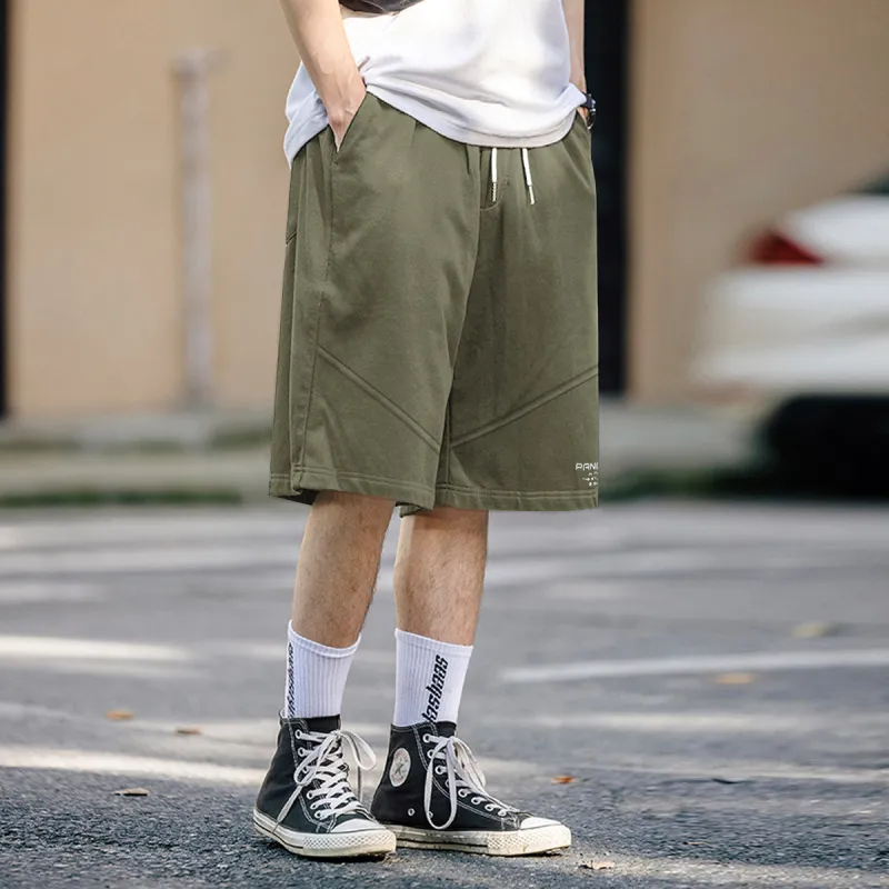Tonlion Casual Shorts Men's Dark Yellow Green-1