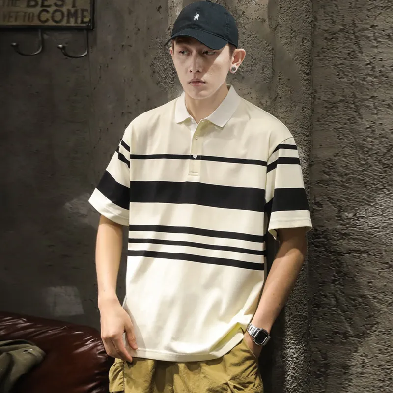 Tonlion Polo Shirt Men's Beige Yellow-2
