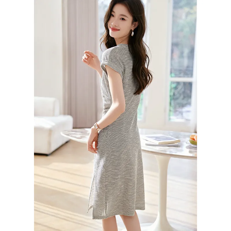 Mo Han Yi Mei Short Sleeved Dress Women's Heather Gray-2