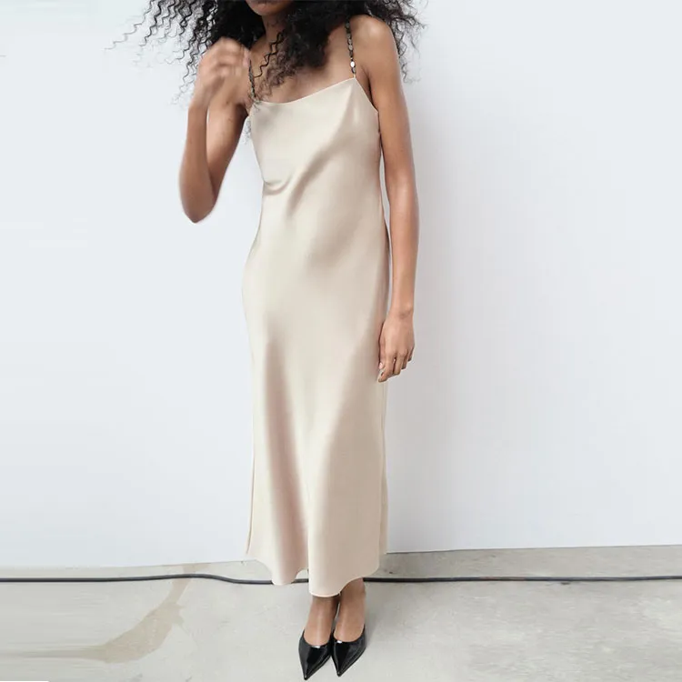 ZARA Slip Dresses Women's Ivory White-2