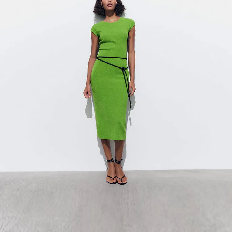 ZARA Short-Sleeved Dresses Women's Apple Green-2