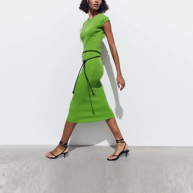 ZARA Short-Sleeved Dresses Women's Apple Green-4