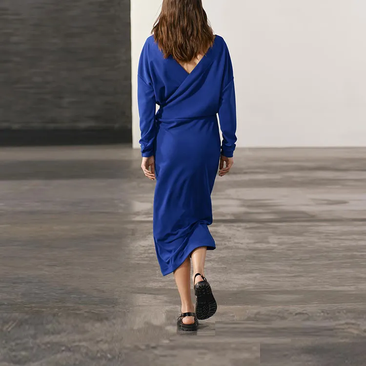 ZARA Long Sleeved Dress Women's Bright Blue-3