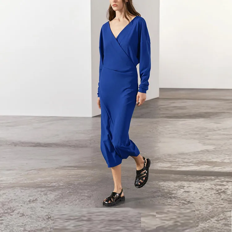 ZARA Long Sleeved Dress Women's Bright Blue-4