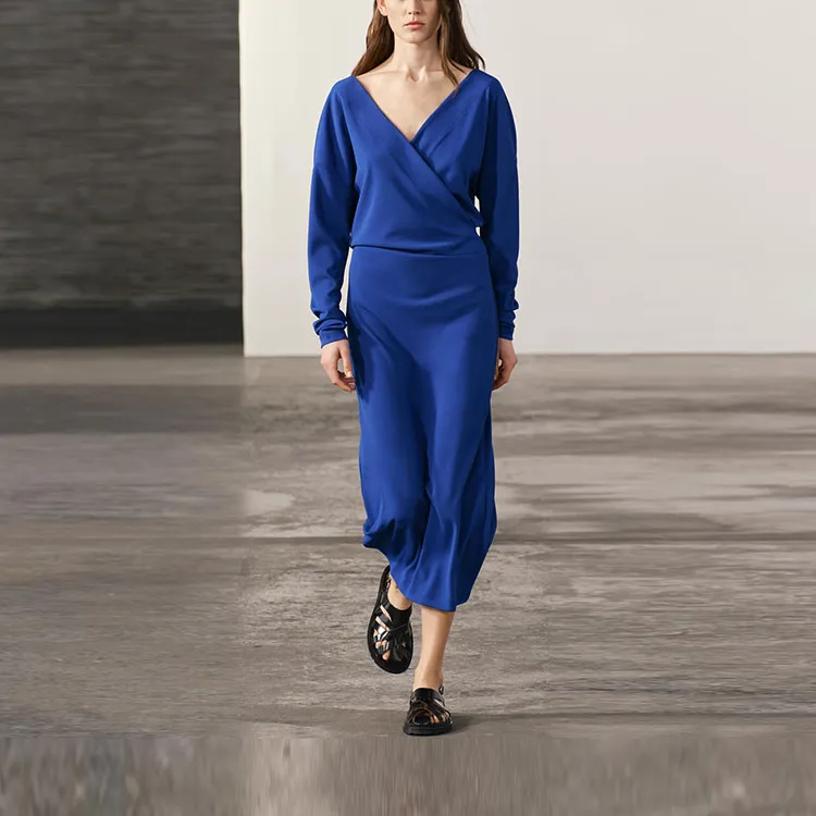 ZARA Long Sleeved Dress Women's Bright Blue-2