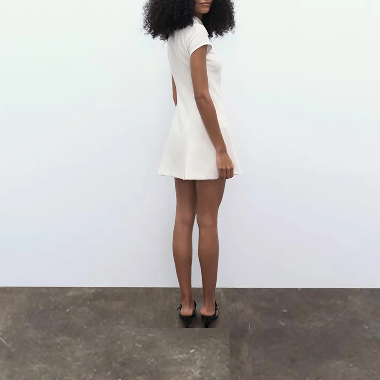 ZARA Short Sleeved Dress Women's White-3