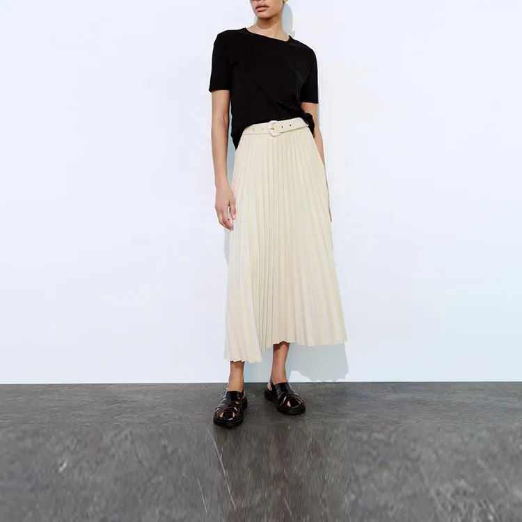 ZARA Casual Long Skirts Women's White-2