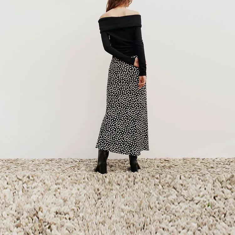 ZARA Casual Long Skirts Women's Nude/Black-3