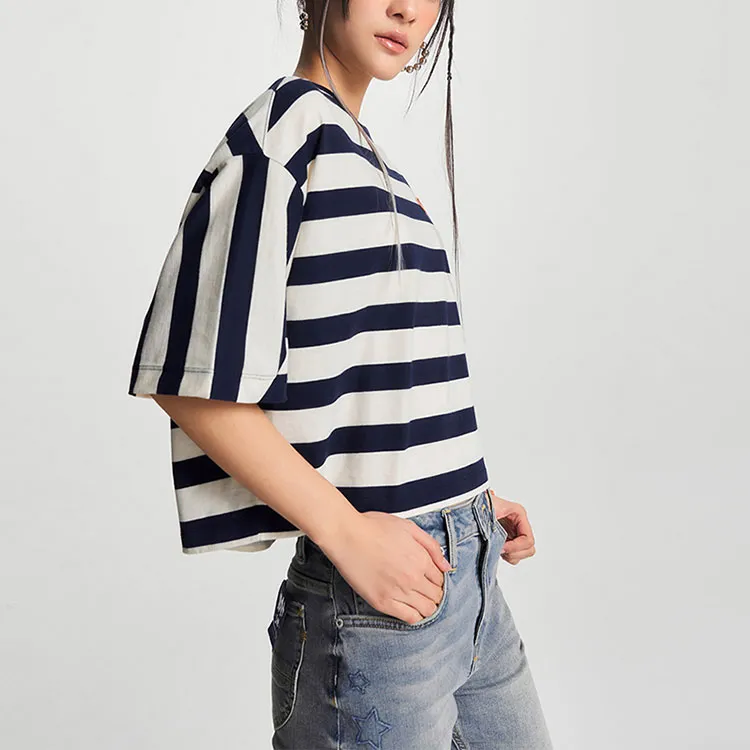 Lee Drop Shoulder Sleeve T Shirt Women's Navy Blue-3