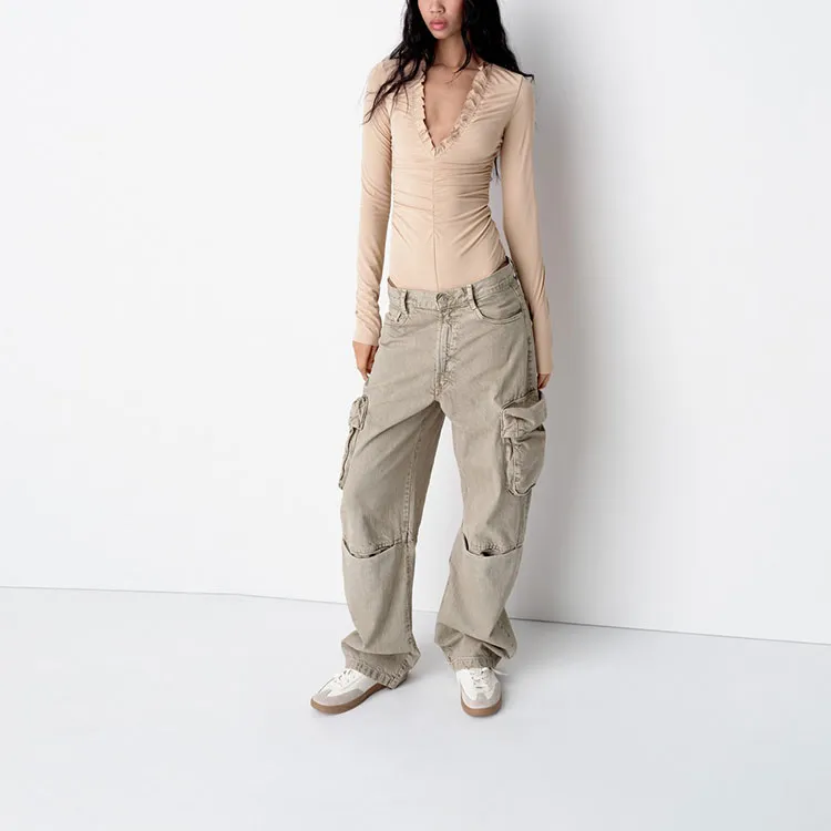 ZARA Jeans Women's Khaki-2