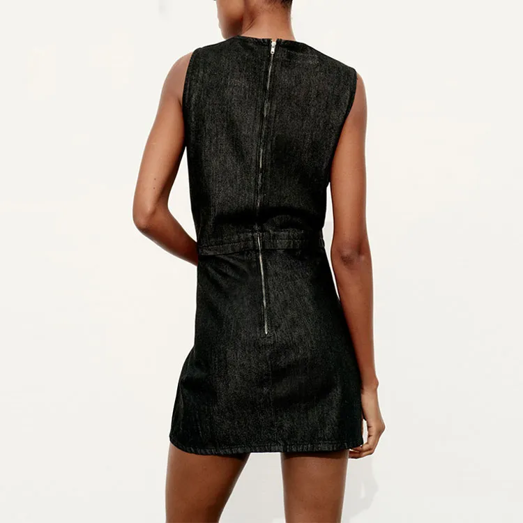 ZARA Sleeveless Dress Women's Deep Indigo Cyan-4