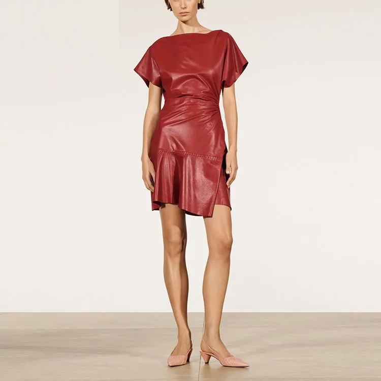 ZARA Short-Sleeved Dresses Women's Red-3