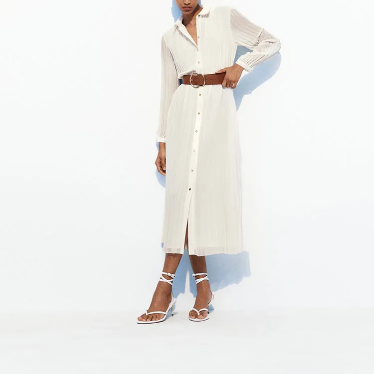 ZARA Long-Sleeved Dresses Women's White-2