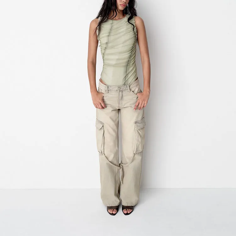 ZARA Bodysuits Women's Gray White-2