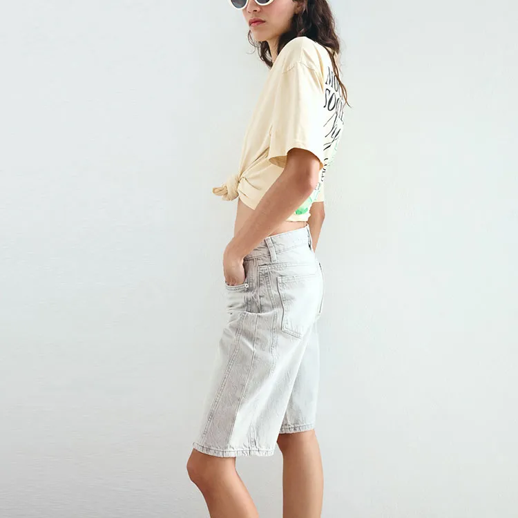 ZARA Denim Shorts Women's Pearl Gray-4
