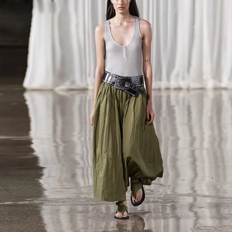 ZARA Casual Long Skirts Women's Green-2
