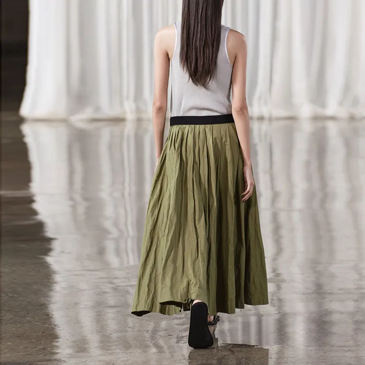 ZARA Casual Long Skirts Women's Green-3