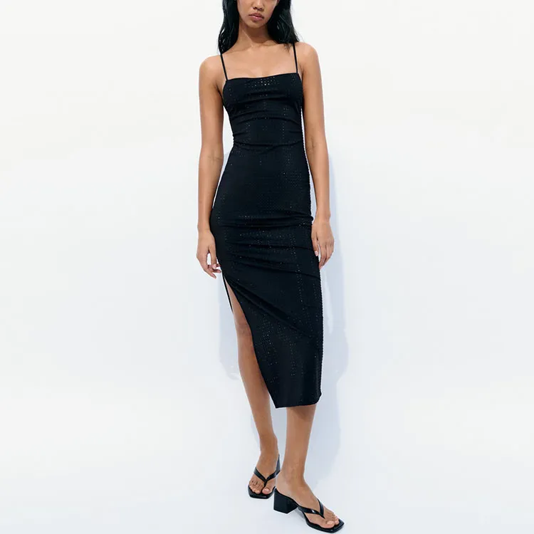 ZARA Slip Dresses Women's Black-2
