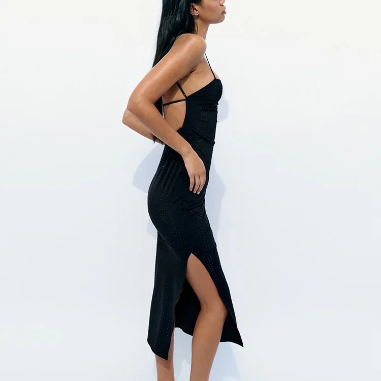 ZARA Slip Dresses Women's Black-3