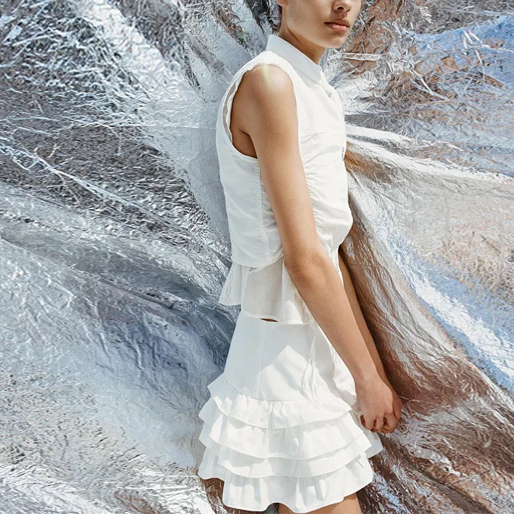 ZARA Casual Short Skirts Women's White-3