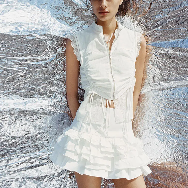 ZARA Casual Short Skirts Women's White-2