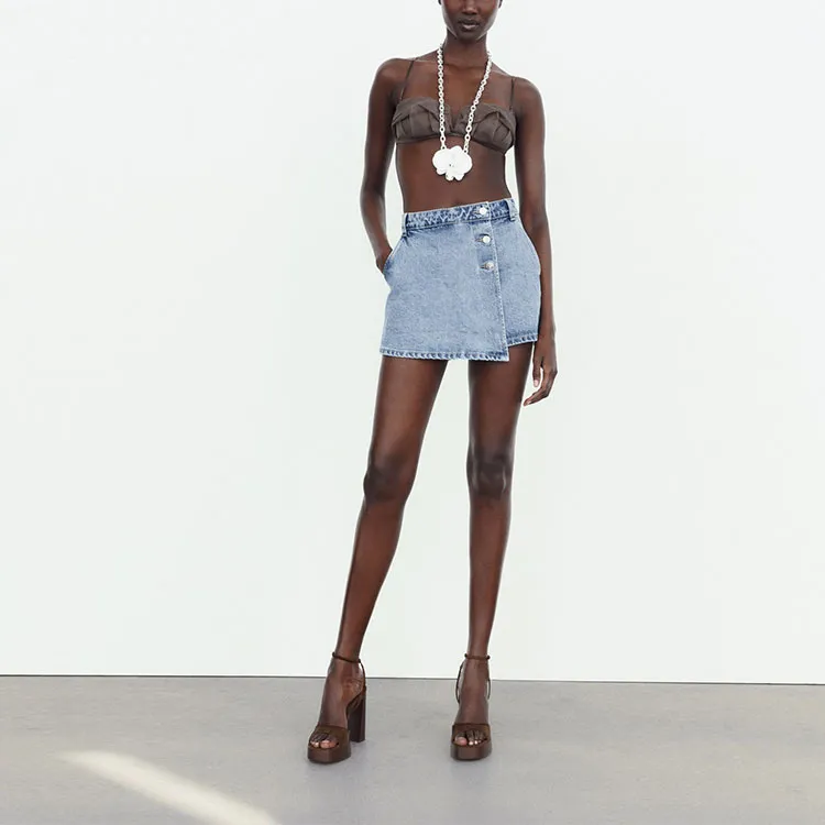 ZARA Denim Shorts Women's Light Blue-3