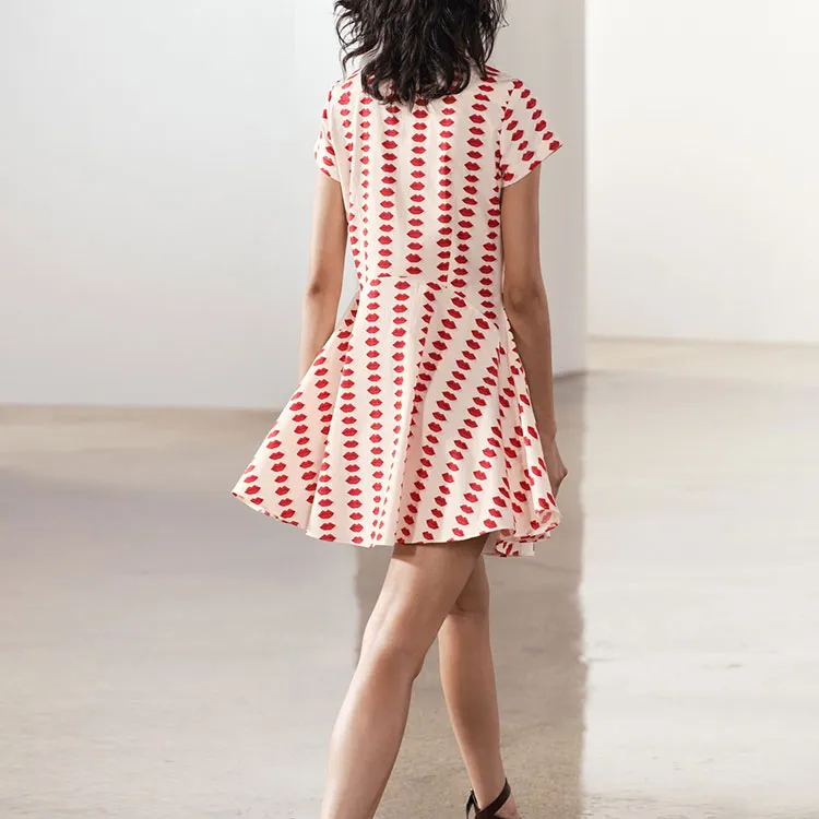 ZARA ZW Series Short Sleeved Dress Women's Dark Red-4