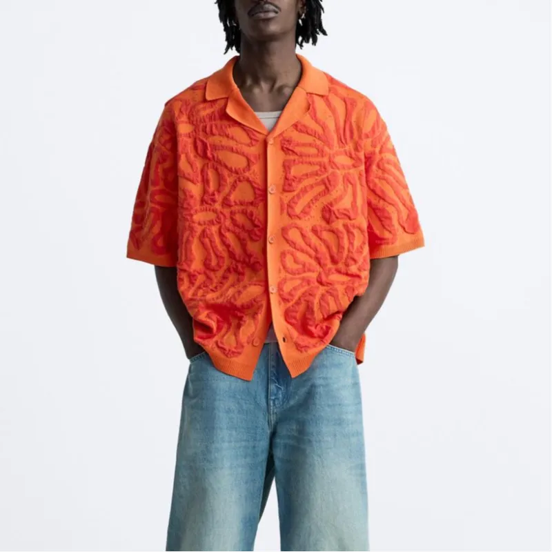 ZARA Shirts Men Stripes/Orange-2