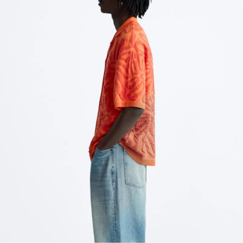 ZARA Shirts Men Stripes/Orange-4
