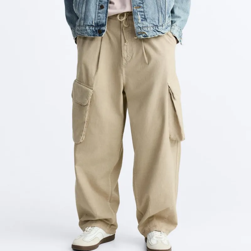 ZARA Casual Pants Men's Light Brown Yellow-2