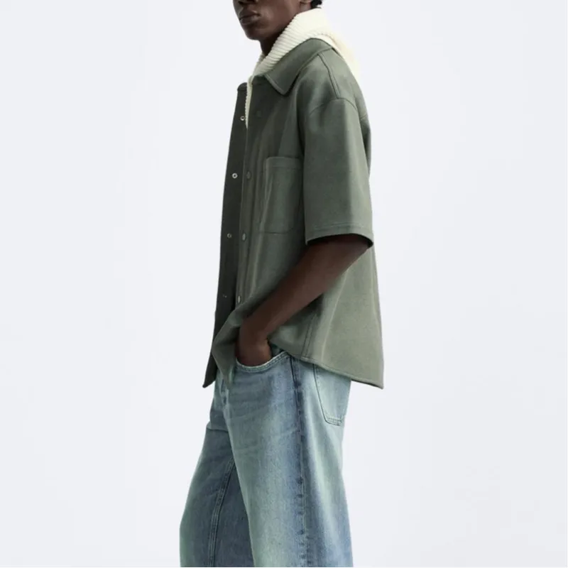 ZARA Shirts Men Olive Green-2
