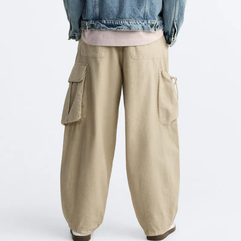 ZARA Casual Pants Men's Light Brown Yellow-3
