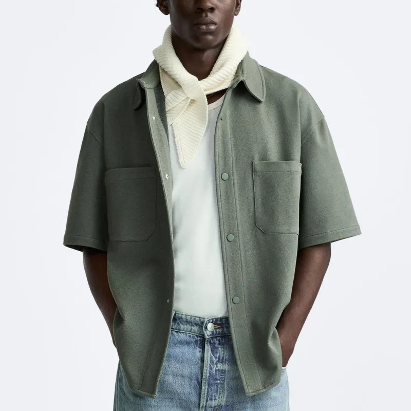 ZARA Shirts Men Olive Green-3
