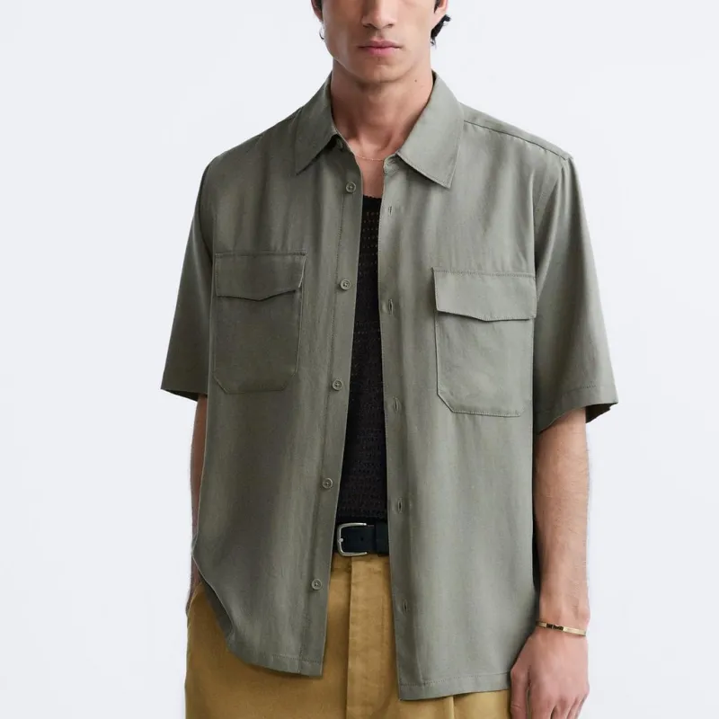 ZARA Shirts Men Khaki-2